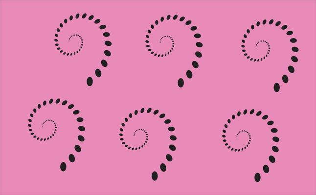 Minimal dotted spiral design elements in repeating pattern with pink background