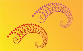 Curved abstract swirl made of red and pink dots with orange background vector