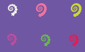 Bright colorful spiral swirl symbols on purple background for modern abstract vector