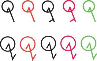 Pointer Arrow and Location Marker Icons with Hand Drawn Outline Style for Maps and UI vector