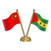China and Sao Tome and Principe table flag. vector