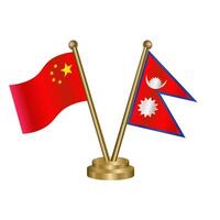 China and Nepal table flag. vector