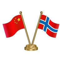 China and Norway table flag. vector