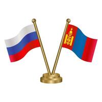 Russian and Mongolia table flag vector