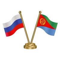 Russian and Eritrea table flag. vector