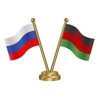 Russian and Malawi table flag vector