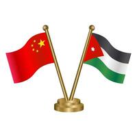 China and Jordan table flag. vector