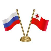 Russian and Tonga table flag vector