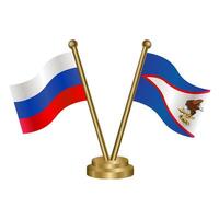 Russian and American Samoa table flag. vector