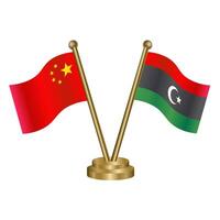 China and Libya table flag. vector
