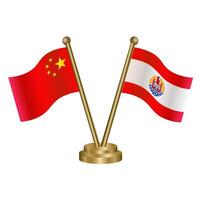 China and Polynesia table flag. vector
