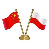 China and Poland table flag. vector