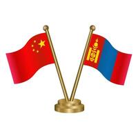 China and Mongolia table flag. vector