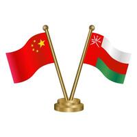 China and Oman table flag. vector