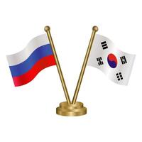 Russian and South Korea table flag vector