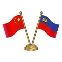 China and Liechtenstein table flag. vector