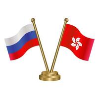 Russian and Hong Kong table flag. vector