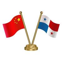 China and Panama table flag. vector