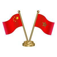 China and Morocco table flag. vector