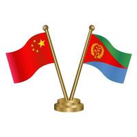 China and Eritrea table flag. vector