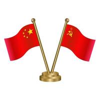 China and USSR table flag. vector