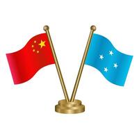 China and Micronesia table flag. vector