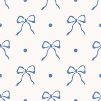Hand drawn charming blue bows pattern vector