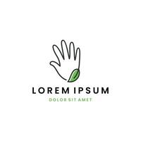 The logo design is a combination of the shape of a hand and a leaf vector