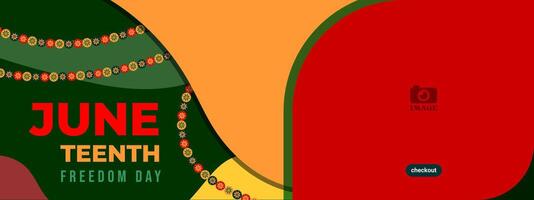 Juneteenth Freedom Day. Banner design with flower circle ornaments for speech, ads, annual events on June 19 vector