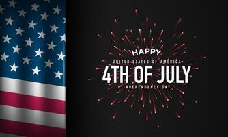 4th of July Independence Day background design with red fireworks illustration. vector