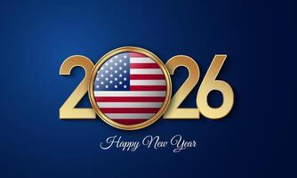 2026 Happy New Year Background Design with USA badge illustration vector