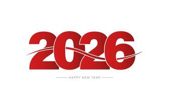 2026 Happy New Year Typography Design with red colour. vector