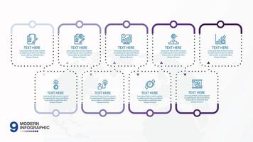 Square infographic with 9 process. vector