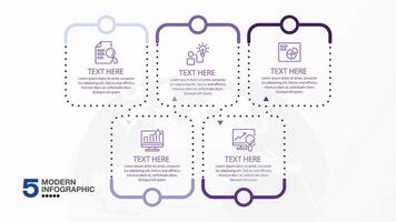 Square infographic with 5 process. vector