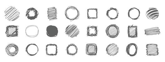 A set of different hand drawn circles vector