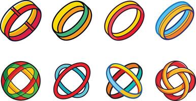 A set of colorful rings with different colors vector
