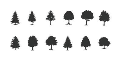 A set of trees silhouettes on a white background vector