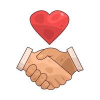 handshake with heart vector