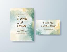 Greenery invitation suite with artistic brush strokes vector