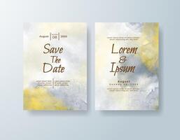Greenery invitation suite with canvas texture vector