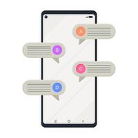 Smartphone with Message Bubble. Smartphone Message Notification. Smartphone Icon on White Background. vector