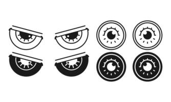 Minimalist Eyes Flat Black and Outline Style. Open Eye Line Icon. View Symbol. vector