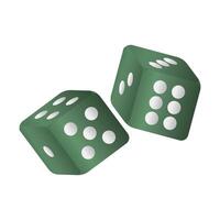 Green Dice Game on White Background. Throwing Dice. Dice for Board Games. vector
