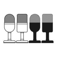 Simple Microphone Flat Black and Outline Style. Microphone Icon for Audio Production. Microphone on White Background. vector