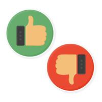 Thumb Up and Down Gesture Buttons. Like and Dislike Button Elements. vector