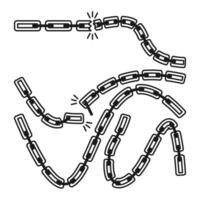 Broken Chain Black Outline Style. Heavy Chain Icon on White Background. vector