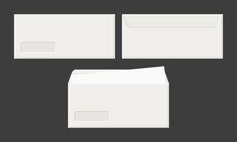 White Business Envelope Front Back View. Envelope Icon on Black Background. vector