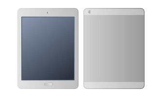 Front and Back View Tablet with Blank Screen. Simple Tablet on White Background. vector