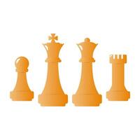 Wooden Chess Pieces on White Background. Simple Chess Icon. Strategy Game. vector