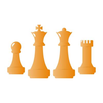 Wooden Chess Pieces on White Background. Simple Chess Icon. Strategy Game.